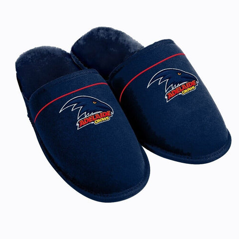 AFL Supporter Slippers - Adelaide Crows - Mens Size - Fluffy Winter Shoes