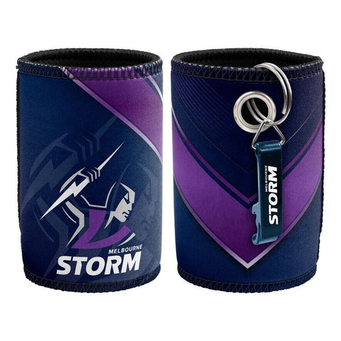 NRL Stubby Can Cooler with Bottle Opener - Melbourne Storm - Rubber Base