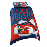 NRL Doona Quilt Cover With Pillow Case - Sydney Roosters - All Sizes