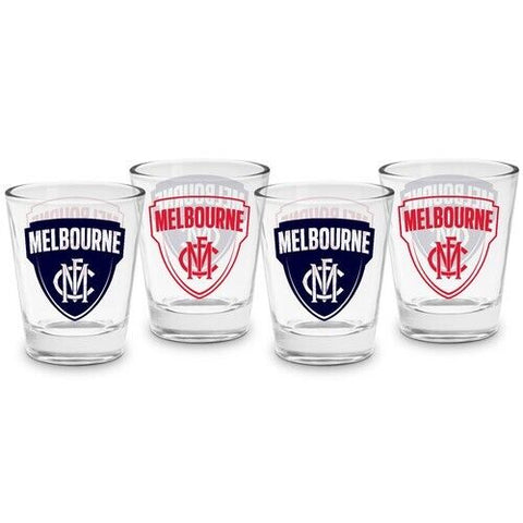 AFL Shot Glass Set of 4 - Melbourne Demons - 50ml