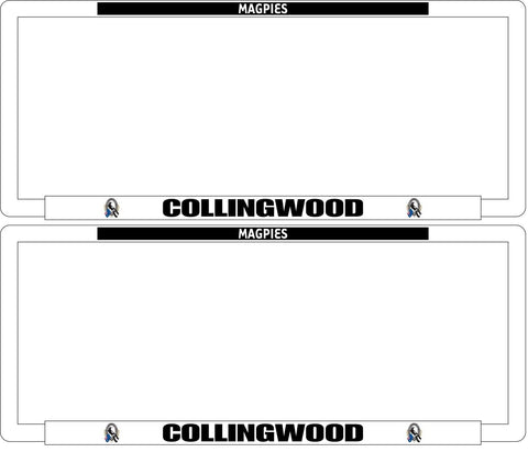 AFL Car Number Plate Frame Set Of Two - Collingwood Magpies - Front/Back