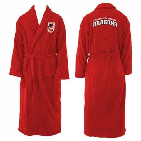 NRL Long Sleeve Bath Robe - St George Illawarra Dragons - Dressing Gown - Adult