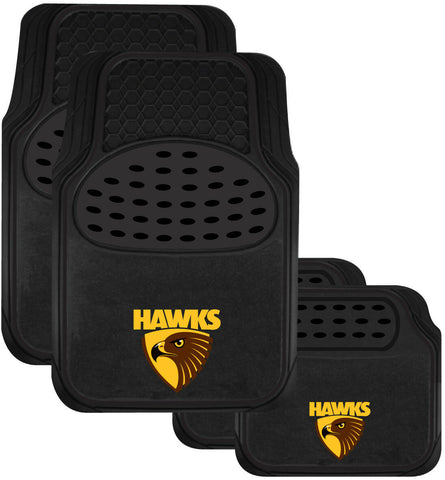 AFL Car Floor Mats - Hawthorn Hawks - Set Of 4 - Universal Size Fit