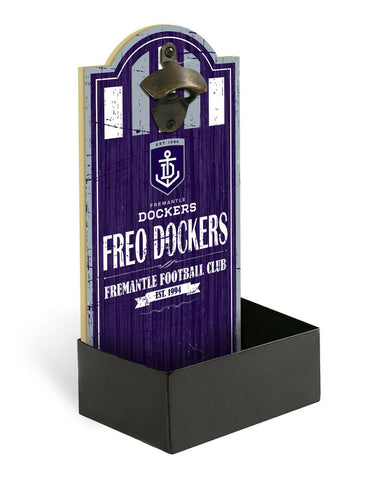 AFL Wall Bottle Opener with Catcher - Fremantle Dockers - Gift