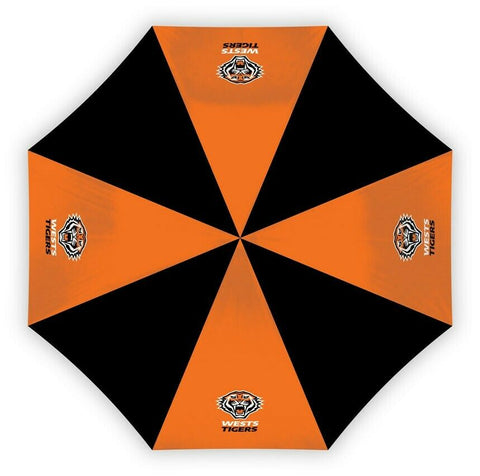 NRL Compact Umbrella - West Tigers - Rain - Glovebox - 60cm Length W17cm