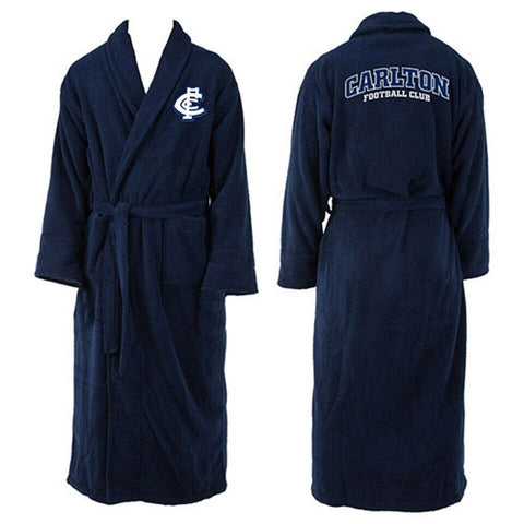AFL Long Sleeve Bath Robe - Carlton Blues - Dressing Gown - Adult