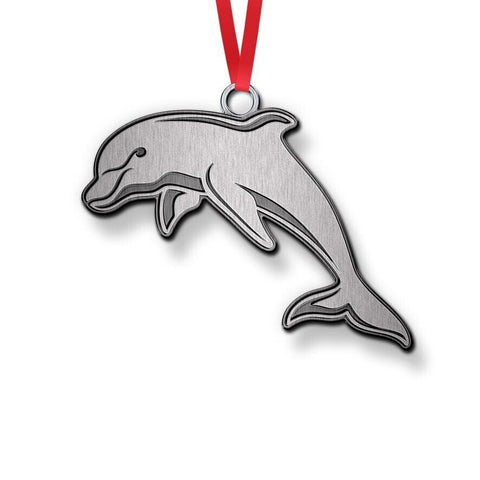 NRL Christmas Metal Ornament - Dolphins - Approx. 70 x 50mm