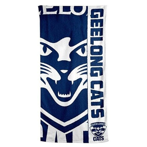 AFL Beach Towel - Geelong Cats - Bath - Team Logo - 150cm x 75cm