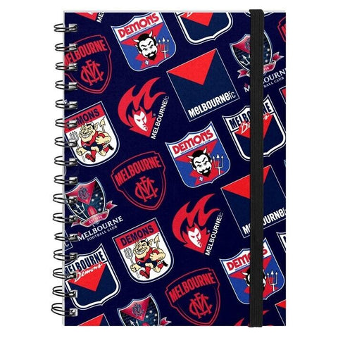 AFL Hard Cover Notebook - Melbourne Demons - A5 60 Page Pad