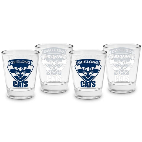 AFL Shot Glass Set of 4 - Geelong Cats - 50ml