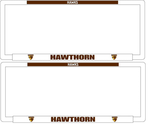 AFL Car Number Plate Frame Set Of Two - Hawthorn Hawks - Front/Back
