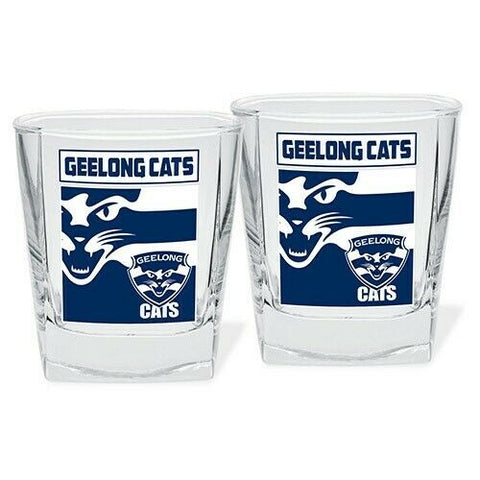 AFL Spirit Drink Glass Set Of Two - Geelong Cats - 250ml Cup