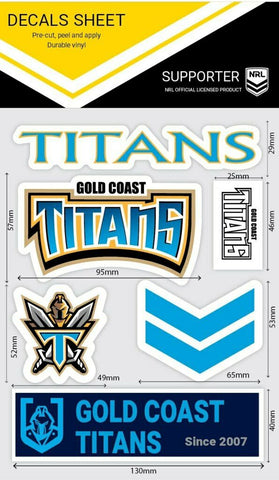NRL Sticker Decal Sheet - Gold Coast Titans - Stickers Wordmark