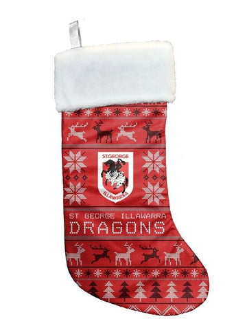 NRL Christmas Stocking - St George Illawarra Dragons - Sweater Print - XMAS