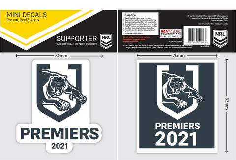 NRL 2021 Premiers Mini Decal - Penrith Panthers - Set Of 2 - 8x7cm