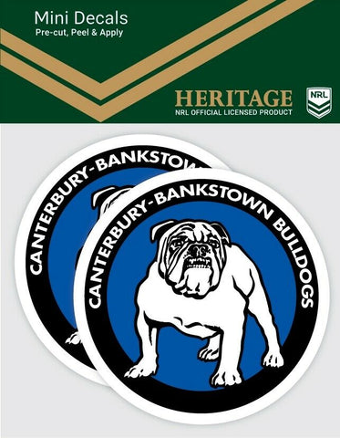 NRL Heritage Mini Decal - Canterbury Bulldogs - Car Sticker Set Of 2 - 8x7cm