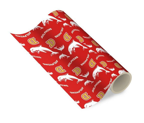 NRL Wrapping paper - Dolphins - New Design - Gift Wrap - 49cm X 69cm