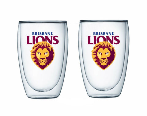 AFL Double Wall Glass Set - Brisbane Lions - Set of Two