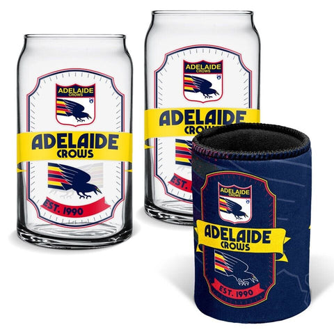 AFL Can Glass Set - Adelaide Crows - Set of 2 Glass & Cooler