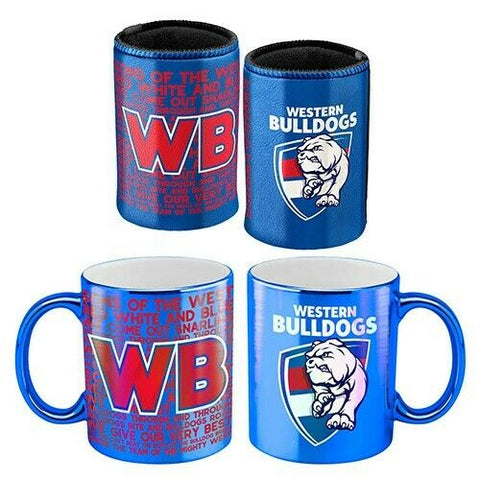 AFL Metallic Coffee Cup And Can Cooler Set - Western Bulldogs - Mug Stubby