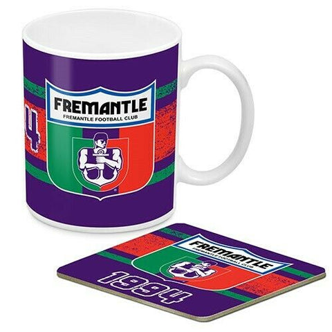 AFL Coffee Mug And Coaster - First 18 - Fremantle Dockers - Ceramic Cup -