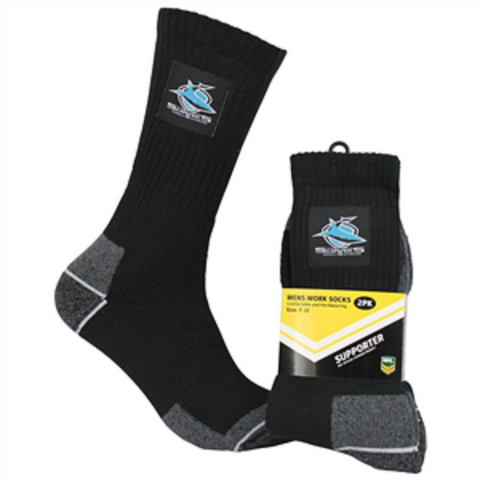 NRL Mens Work Socks Two Pack - Cronulla Sharks -