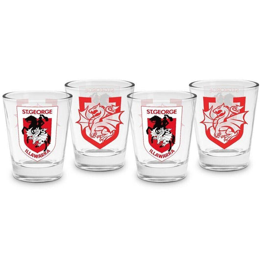 NRL Shot Glass Set of 4 - St George Illawarra Dragons - 50ml