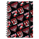 AFL Hard Cover Notebook - Essendon Bombers - A5 60 Page Pad