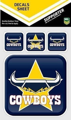 NRL App Stricker Decal Set North Queensland Cowboys - 13x13CM Large 4x4CM Small