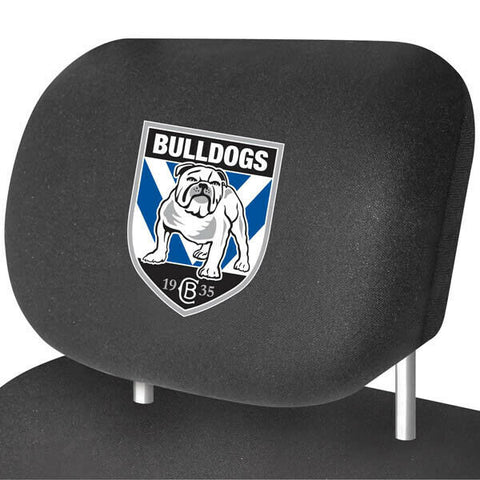 NRL Car Head Rest Cover - Canterbury Bulldogs - Set Of Two Covers -