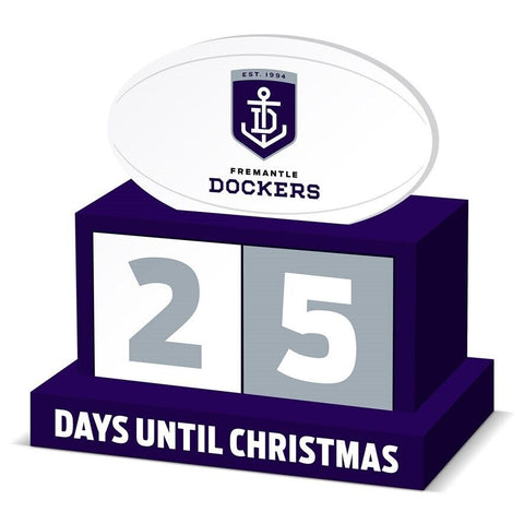 AFL Christmas Countdown Blocks - Fremantle Dockers - Wooden - XMAS