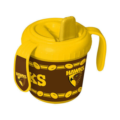 AFL - Baby Infant Sippy Cup Mug Hawthorn Hawks - Grip Handles Drink Sip Sipper