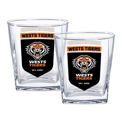 NRL Spirit Glass Set - West Tigers - 250ml Cup - Set Of Two