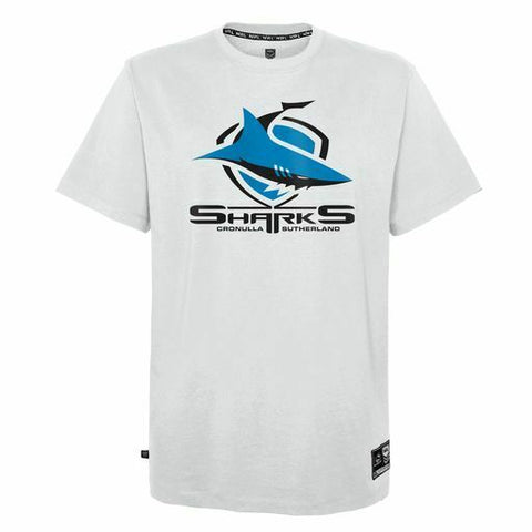 NRL Cotton Logo Tee Shirt - Cronulla Sharks - YOUTH - Rugby League - White