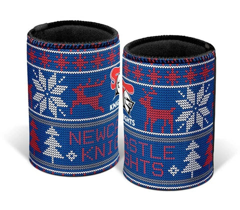 NRL Christmas Stubby Cooler - Newcastle Knights - Rubber Base - XMAS