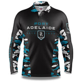 AFL Long Sleeve Reef Runner Fishing Polo Tee Shirt - Port Adelaide Power- Adult