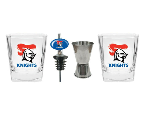 NRL 2 Spirit Glass Jigger and Pourer Set - Newcastle Knights - Gift Pack