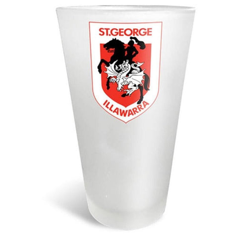 NRL Frosted Conical Glass Set Of Two - St George Illawarra Dragons - 500ml