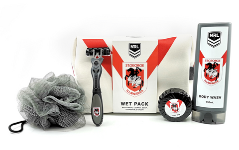 NRL Toiletry Set St George Illawarra Dragons - Bag Body Wash Razor Soap Loofah