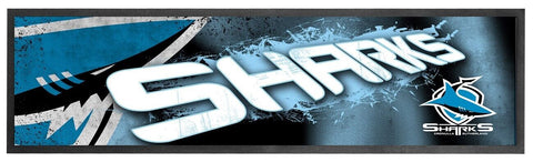 NRL Logo Bar Runner - Cronulla Sharks - Bar Mat - 25cm x 90cm
