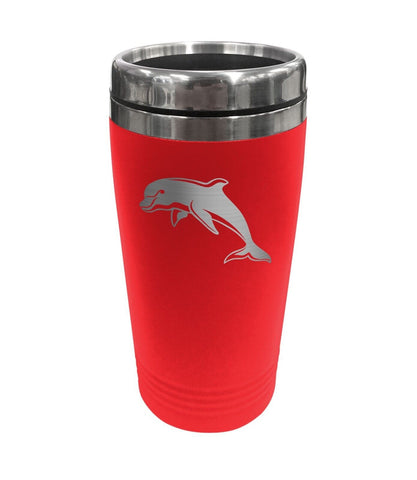 NRL Coffee Travel Mug - Dolphins - 450ml - Drink Cup Double Wall