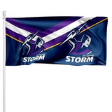 NRL Pole Flag - Melbourne Storm - 90cm x 180cm - Steel Eyelets