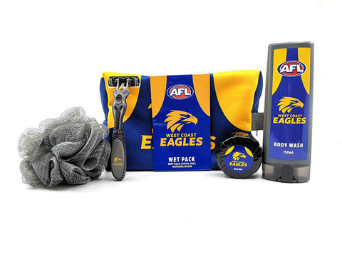 AFL Toiletry Gift Set - West Coast Eagles - Bag Body Wash Razor Soap Loofah