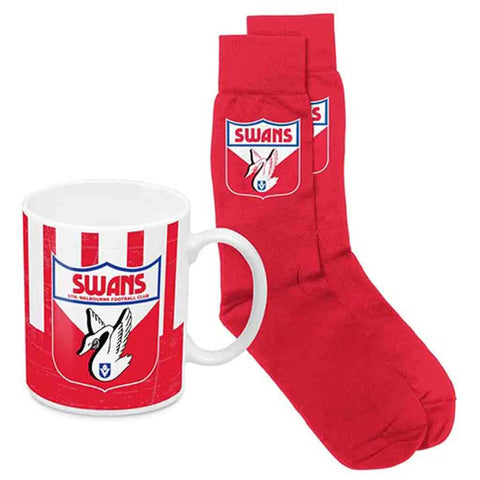 AFL Heritage Coffee Drink Mug & Sock Gift Pack - Sydney Swans -  Gift Boxed