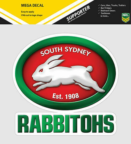 NRL Mega Decal - South Sydney Rabbitohs - Car Sticker 250mm