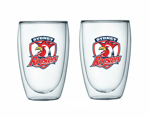 NRL Double Wall Glass Set - Sydney Roosters - Set of Two