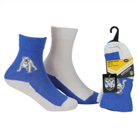 NRL Infant Socks - Canterbury Bulldogs - Set Of Two - Non Slip - Sock