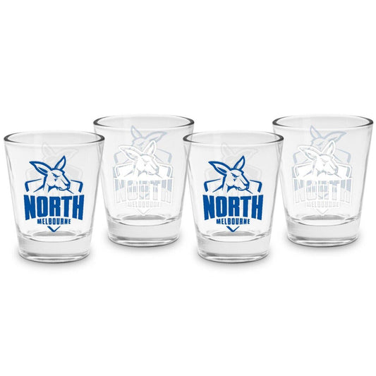 AFL Shot Glass Set of 4 - North Melbourne Kangaroos - 50ml