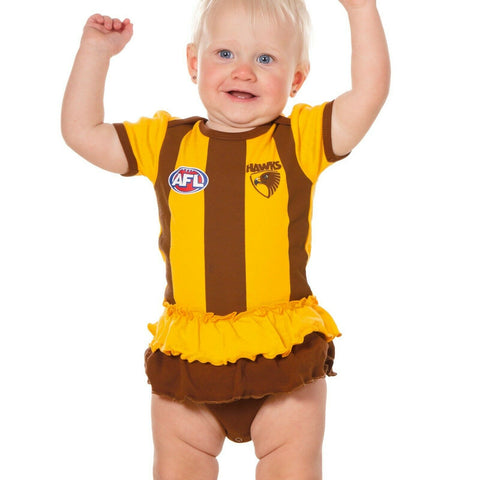 AFL Girls Tutu Footy Suit Body Suit - Hawthorn Hawks - Baby Toddler Infant