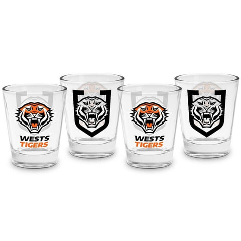 NRL Shot Glass Set of 4 - West Tigers - 50ml